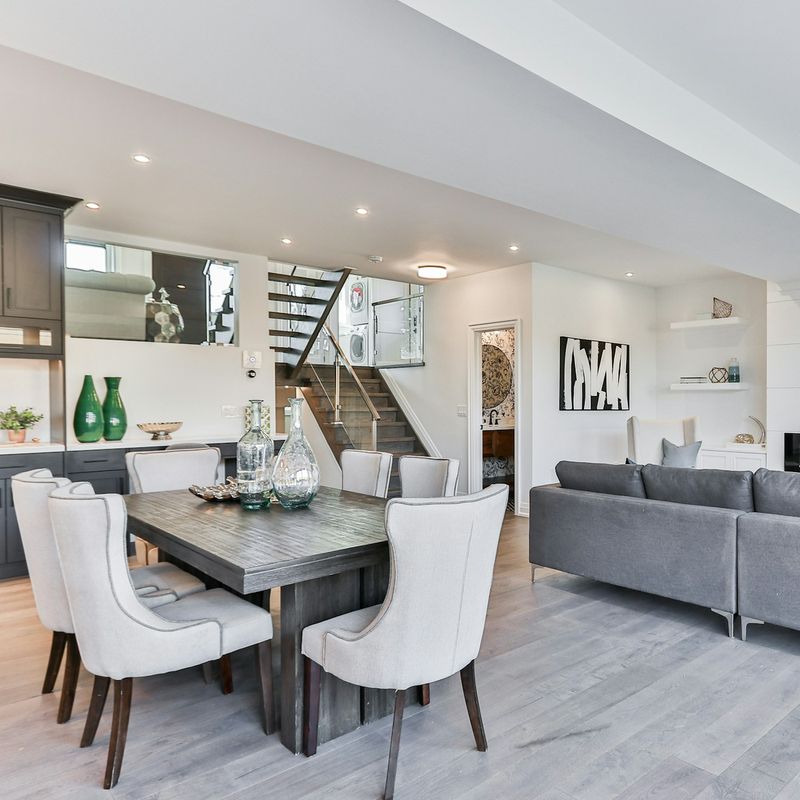 Bright, modern open-plan living room